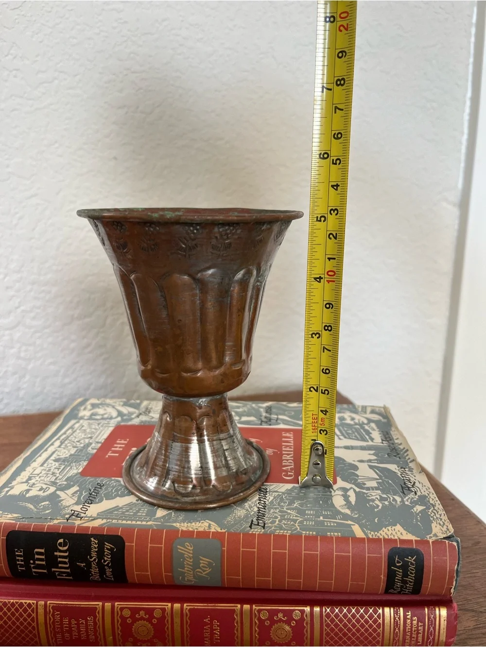 Vintage copper hurricane vase